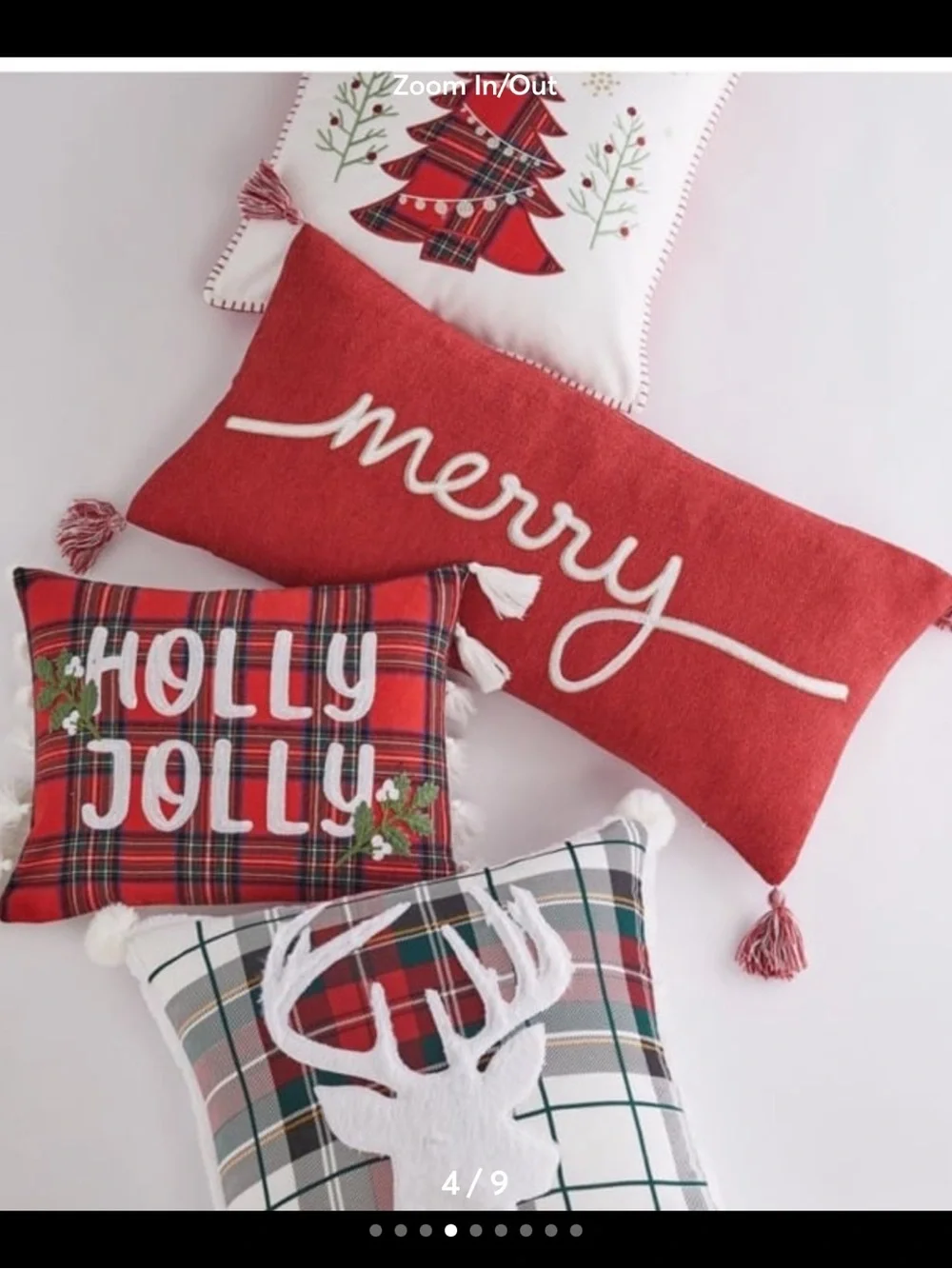 NWT Levtex Home Spencer Plaid Reindeer Throw Pillow - White Reindeer Accent